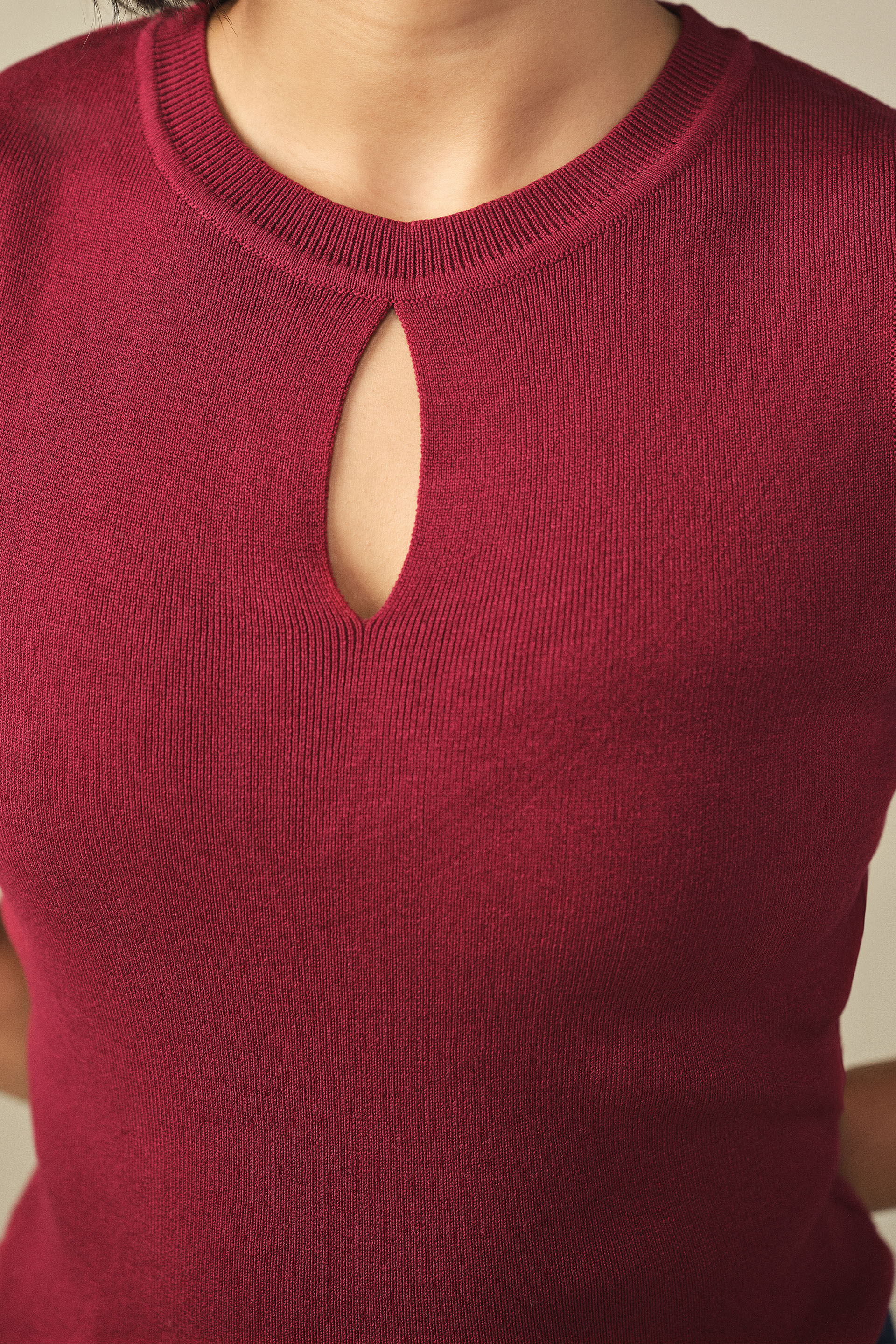 Bodycon Cotton Crop Top in Red, Red, image 4